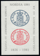 Finland NORDIA 1981 Souvenir Sheet Printed By The Bank Of Finland Security Printing House. MNH - Probe- Und Nachdrucke