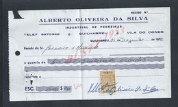 DOCUMENT COMMERCIAL 1975 DE ALBERTO OLIVEIRA INDUSTRIE DE PIERRE A GUILHABREU  SUR TIMBRE FISCAUX DU PORTUGAL : - Covers & Documents