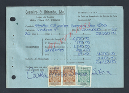 DOCUMENT COMMERCIAL 1985 DE CARNEIRO & MIRANDA GIAO VILA DO CONDE SUR TIMBRES FISCAUX DU PORTUGAL : - Lettres & Documents