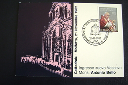 1982   MOLFETTA   Vescovo Antonio Di Bello   BARI PUGLIA     FDC  MOSTRA FILATELICA  FIRST DAY  PREMIER JOUR  MAXIMUM - Molfetta