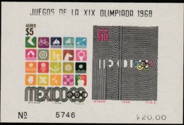 1968 MEXICO CITY OLYMPIC MNH NINIATURE SHEET  FROM MEXICO / SPORTS/ GAME LOGO ETC. - Zomer 1968: Mexico-City