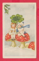 237105 / Illustrator ?? -  Mushroom  Champignon Fruchtkörper , WINTER GIRL BOY  LETTER TREE , BULGARIA - Champignons