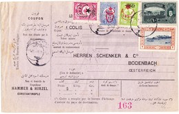 1917 Paketkarte Aus Konstantinopel Nach Bodenbach; Rückseitig  Österreichische Portomarke 15H; Gebrauchsspuren - Lettres & Documents