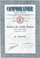 Comptoir Linier à ¨Paris Action De 2500Francs Au Porteur Entierement Libérée - Textiel