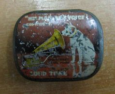 AC - HIS MASTERS VOICE COPYRIGHT LOUD TONE PHONOGRAPH GRAMOPHONE NEEDLE VINTAGE TIN BOX ​DOG & BABY ILLUSTRATED - Accessori & Bustine