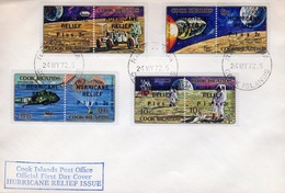 Cook 1972, Space, Apollo, Overp. Hurricane Relief, 8val In FDC - Océanie