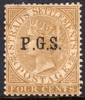 Perak 1889 P.G.S. 4c SG55 Variety Wide Space Between P & G - Mint Hinged - Perak