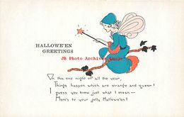 282175-Halloween, Auburn No 2399-3, Artist EB Weaver, Fairy On A Tree Branch - Halloween