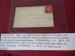 Lettre De Grande Bretagne De 1867 A Destination De Brighton - Lettres & Documents