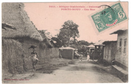 1910 DAHOMEY - CARTE POSTALE AFFRANCHIE 5c TYPE FAIDHERBE CAD PORTO NOVO CP " UNE RUE " - Brieven En Documenten