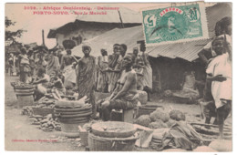 1910 DAHOMEY - CARTE POSTALE AFFRANCHIE 5c TYPE FAIDHERBE CAD PORTO NOVO CP " SUR LE MARCHÉ " - Covers & Documents