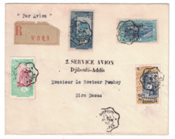 1930 - LETTRE RECOMMANDÉE Avec GRIFFE " 2. SERVICE AVION DJIBOUTI ADDIS " POSTE AERIENNE CAD TÉLÉGRAPHE COTE DES SOMALIS - Storia Postale