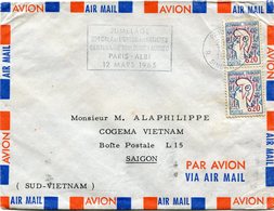 FRANCE LETTRE DEPART PARIS 17-2-1965 R. SINGER POUR LE SUD VIETNAM - 1961 Marianne (Cocteau)