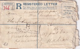 INDE 1908 LETTRE RECOMMANDEE DE RAJAHMUNDRY - 1902-11 Koning Edward VII
