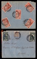 REGNO D'ITALIA - REGNO - 1 Cent Floreale (68) + Due 2 Cent Su 5 (99) + Cinque 2 Cent Su 10 (100) Al Retro - Busta Da Mon - Autres & Non Classés