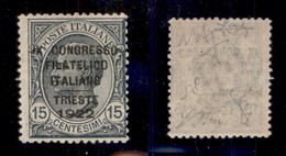 REGNO D'ITALIA - REGNO - 1922 - 15 Cent Congresso Filatelico (124) - Gomma Integra - Oliva + Fiecchi + Raybaudi (750) - Autres & Non Classés