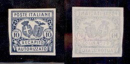 REGNO D'ITALIA - REGNO - Prova D’Archivio - Recapito - 10 Cent (P1) - Sempre Senza Gomma (500) - Autres & Non Classés