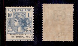 REGNO D'ITALIA - REGNO - 1924 - Parastatali - 1 Lira Mutil. Inv. Guerra (10) - Dicitura Spostata Obliqua - Gomma Integra - Autres & Non Classés
