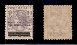 REGNO D'ITALIA - REGNO - 1924 - Parastatali - 50 Cent Mutil. Inv. Guerra (74aa) - Soprastampa In Alto . Gomma Originale  - Sonstige & Ohne Zuordnung