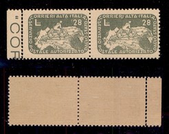 REGNO D'ITALIA - REGNO - Coralit - 1945 - 28 Lire Ciclista (9c+9) - Coppia Bordo Foglio Con Doppia Dentellatura A Sinist - Sonstige & Ohne Zuordnung