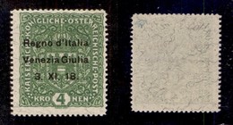 OCCUPAZIONI - VENEZIA GIULIA - 1918 - 4 Krone (17) - Gomma Integra - Cert. Colla (4.750) - Vénétie Julienne