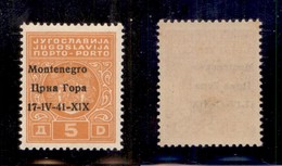 OCCUPAZIONI - MONTENEGRO - 1941 - Segnatasse - 5 Din (4) - Soprastampa A Sinistra + Errori 1V E X1X (varietà Gb) - Gomma - Montenegro