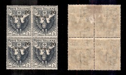 COLONIE - ERITREA - 1916 - 20 Cent Su 15 Cent Croce Rossa (43) In Quartina - Gomma Originale + Due Gomma Integra (430+) - Sonstige & Ohne Zuordnung