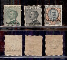 COLONIE - ERITREA - 1925 - Michetti E Floreale (93/95) - Serie Completa - Gomma Integra - Cert. AG (550) - Other & Unclassified