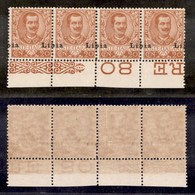 COLONIE - LIBIA - 1912 - 20 Cent (6pb) - Striscia Di Quattro Con Soprastampa A Cavallo - Gomma Integra - Molto Bello - C - Sonstige & Ohne Zuordnung