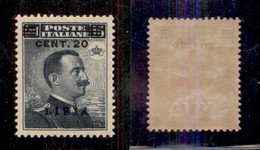 COLONIE - LIBIA - 1916 - 20 Cent Su 15 (17/I-azzurro Nero) - Gomma Integra - Ottimamente Centrato - Cert. AG (1.200) - Other & Unclassified