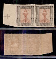 COLONIE - LIBIA - 1921 - 15 Cent Pittorica (25) - Coppia Bordo Foglio - Gomma Integra (1.000+) - Sonstige & Ohne Zuordnung