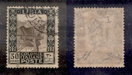 COLONIE - LIBIA - 1921 - 30 Cent Pittorica (27ca) Con Centro Capovolto Spostato In Basso - Cert. Colla (6.500) - Sonstige & Ohne Zuordnung