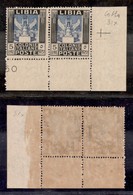COLONIE - LIBIA - 1921 - 5 Lire Pittorica (31/31x) - Coppia Angolare Senza Filigrana A Destra (linguellato) - Colla (350 - Other & Unclassified
