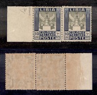COLONIE - LIBIA - 1921 - 10 Lire Pittorica (3) - Coppia Orizzontale Con Salto Di Dentellatura/disallineamento Orizzontal - Autres & Non Classés