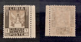 COLONIE - LIBIA - 1926 - 1 Lira Pittorica (65) - Gomma Integra - Ben Centrato - Cert. AG - Sonstige & Ohne Zuordnung