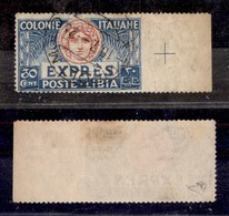 COLONIE - LIBIA - 1921 - 30 Cent Espresso (3f) Bordo Foglio Non Dentellato A Destra - Tripoli Molo 10.7.25 - Diena (550+ - Sonstige & Ohne Zuordnung