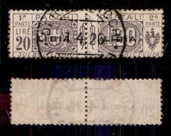 COLONIE - LIBIA - 1924 - Pacchi Postali - 20 Lire (13) Usato - Cert. AG (900) - Sonstige & Ohne Zuordnung