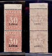 COLONIE - LIBIA - 1915 - Servizio Commissioni - 30 Cent (1a) Coppia Verticale Doppia Soprastampa In Basso - Gomma Integr - Sonstige & Ohne Zuordnung