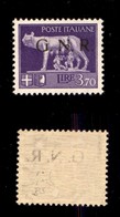 REPUBBLICA SOCIALE - GNR BRESCIA - 1943 - 3,70 Lire (484/I) - Gomma Integra - Leggerissimo Decalco - Ottimamente Centrat - Autres & Non Classés