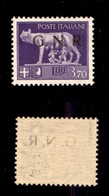 REPUBBLICA SOCIALE - GNR BRESCIA - 1943 - 3,70 Lire (484/I) - Gomma Integra - Leggerissimo Decalco - Ottimamente Centrat - Other & Unclassified