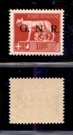 REPUBBLICA SOCIALE - GNR BRESCIA - 1943 - Spaziati - 5 Lire (485/A) - Gomma Integra - Cert. AG (3.600) - Sonstige & Ohne Zuordnung