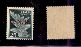 REPUBBLICA SOCIALE - GNR BRESCIA - 1943 - Secondo Tipo - 25 Cent (117/II-errore Ad) - Punti Grossi Dopo Le Lettere - Gom - Other & Unclassified