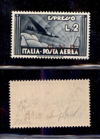 REPUBBLICA SOCIALE - GNR BRESCIA - 1943 - 2 Lire Aeroespresso (125/I-Aerea) - Soprastampa In Basso A Destra - Gomma Orig - Altri & Non Classificati