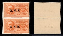 REPUBBLICA SOCIALE - GNR BRESCIA - 1943 - Espressi - 2,50 Lire (20/IId+20/IIId) - Coppia Verticale Di Tipi Diversi Con S - Otros & Sin Clasificación
