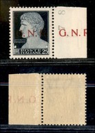 REPUBBLICA SOCIALE - GNR VERONA - 1944 - 25 Lire (488Kb) Bordo Foglio Integrale A Destra Con Soprastampa Ripetuta A Marg - Other & Unclassified