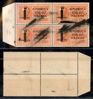 REPUBBLICA SOCIALE - PROVVISORI  - 1944 - Espressi - Verona - 2,50 Lire (22) - Quartina Bordo Foglio - Diffuse Macchie T - Sonstige & Ohne Zuordnung