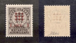 EMISSIONI LOCALI - CLN - GUIDIZZOLO - 1945 - Non Emessi - 1 Lira Su 10 Cent (1B) Con Soprastampa Rossa - Gomma Integra - - Other & Unclassified