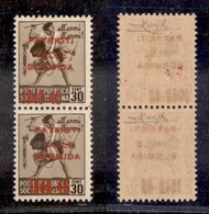 EMISSIONI LOCALI - CLN - VALLE BORMIDA - 1945 - 30 Cent (4A) - Coppia Verticale Con Soprastampe Disallineate In Vertical - Other & Unclassified