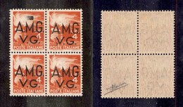 TRIESTE - AMGVG - 1946 - 4 Lire (16) In Quartina - Spazio Tipografico In Alto A Sinistra - Gomma Integra - Cert. Sorani - Sonstige & Ohne Zuordnung