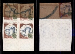 REPUBBLICA - REPUBBLICA - 1980 - 500 Lire Castelli (1522-specializzato 1139Ca+Ef) - Quartina Non Dentellata Su Carta Ric - Other & Unclassified